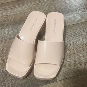Madden Girl Cream Mules Sleek Minimalist Design